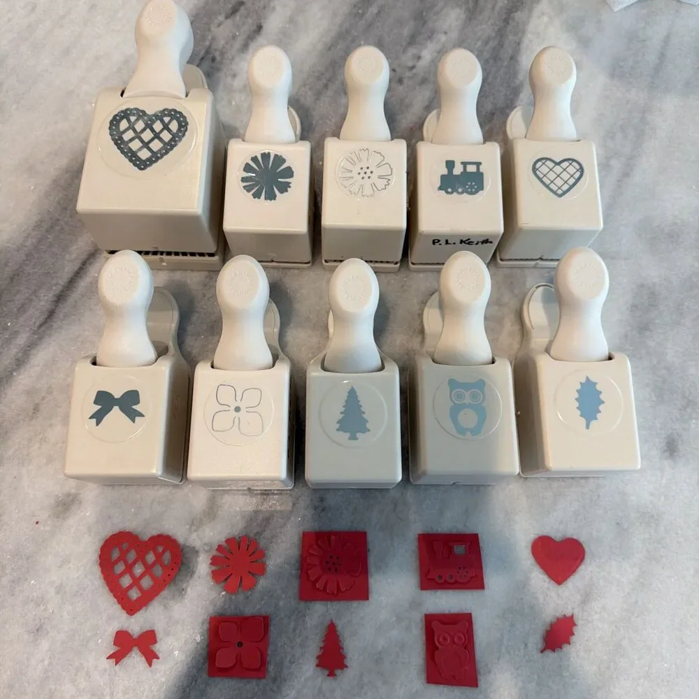 Lot Of 10 Martha Stewart Punches Flowers Hearts Bows Nature Train Etc